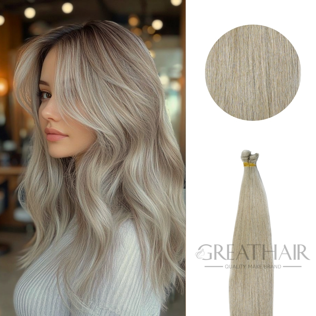 Ash color genius weft hair extensions