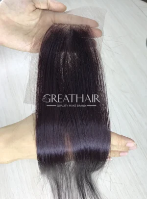 Natural color closure 2by4 bone straight hair extensions By Greathair