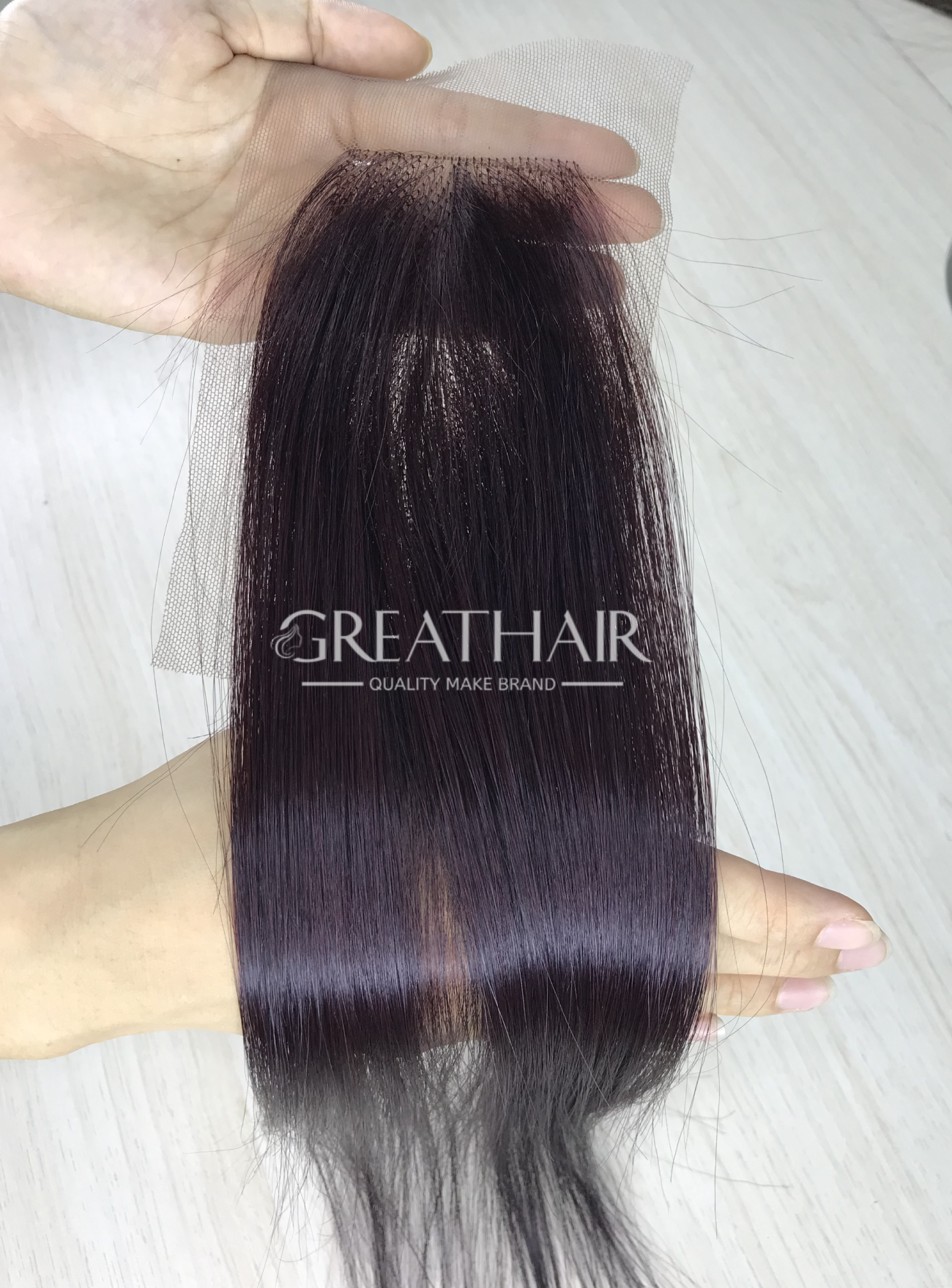 Natural color closure 2by4 bone straight hair extensions by greathair