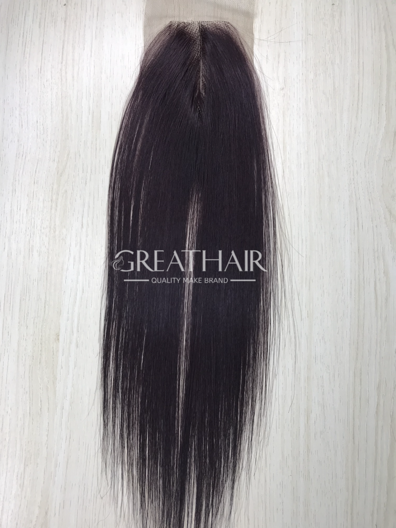 Natural color closure 2by6 bone straight hair extensions By Greathair