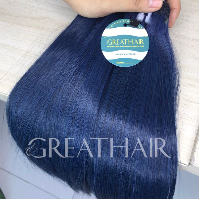 G12 - blue color weft bone straight hair extension