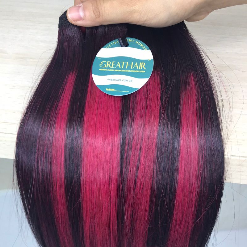 G16 - piano red/black color weft bone straight hair extension