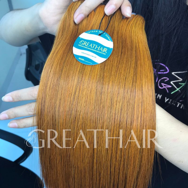 G18 - golden color weft bone straight hair extension