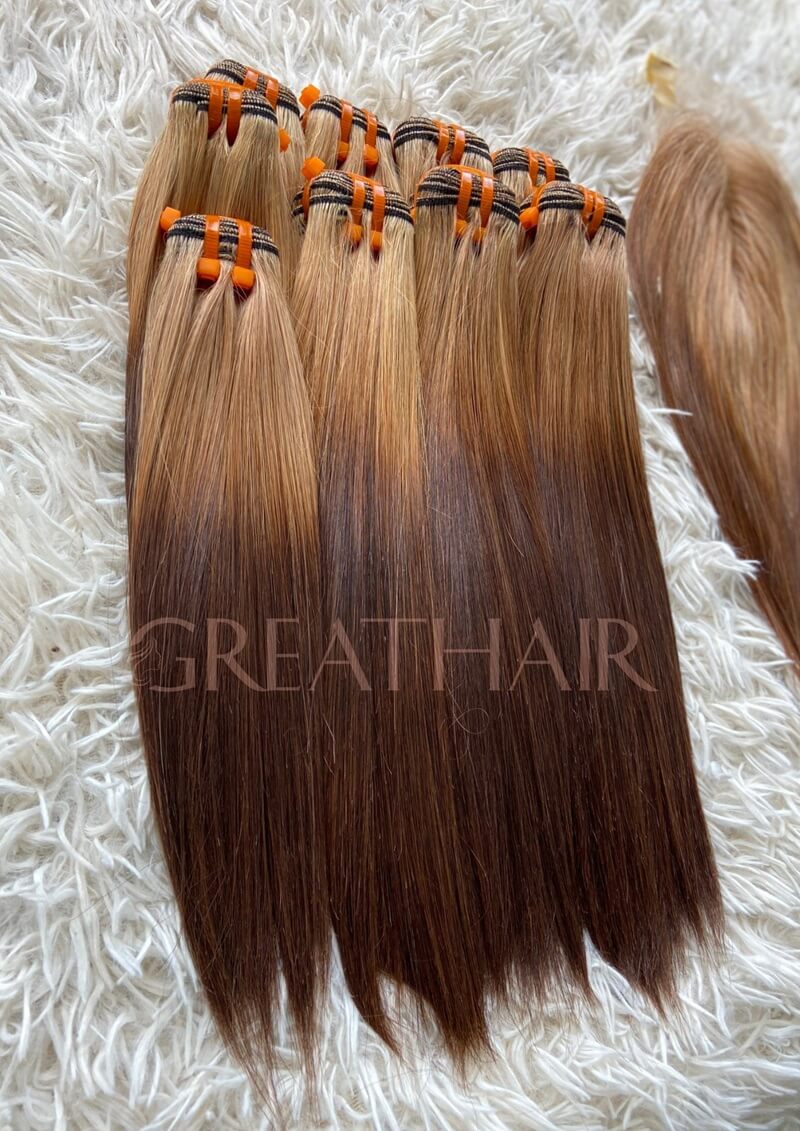 G19 - ombre blonde/brown color weft bone straight hair extension