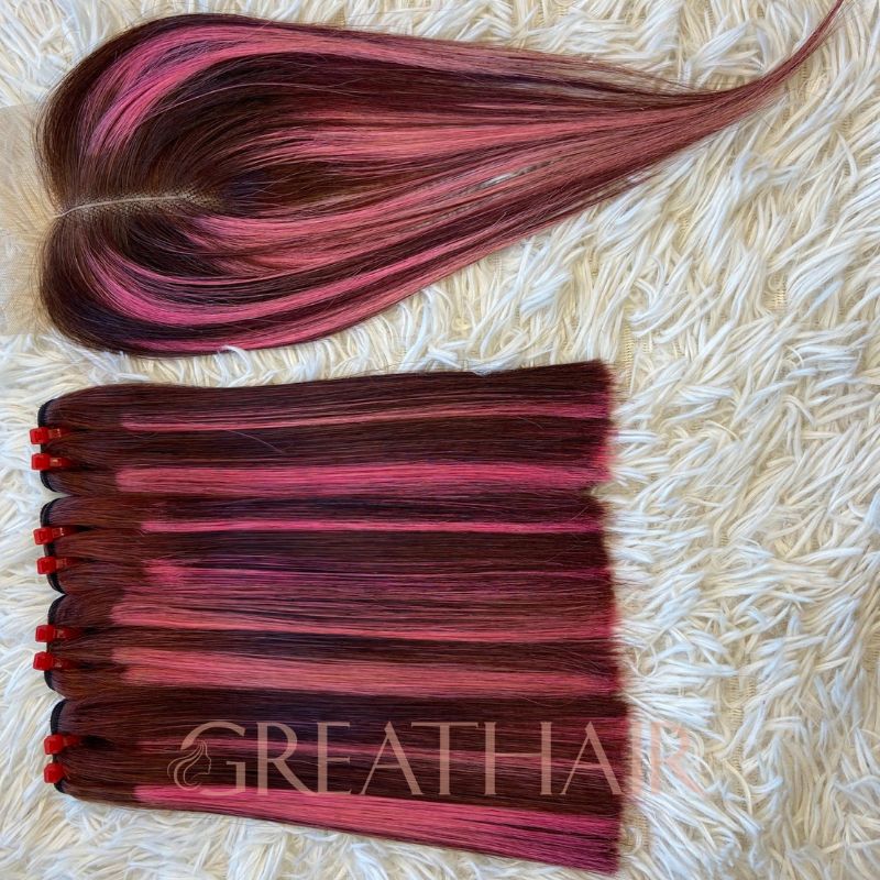 G20 - piano pink/brown color weft bone straight hair extension