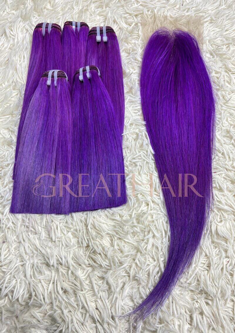 G21 - purple color weft bone straight hair extension