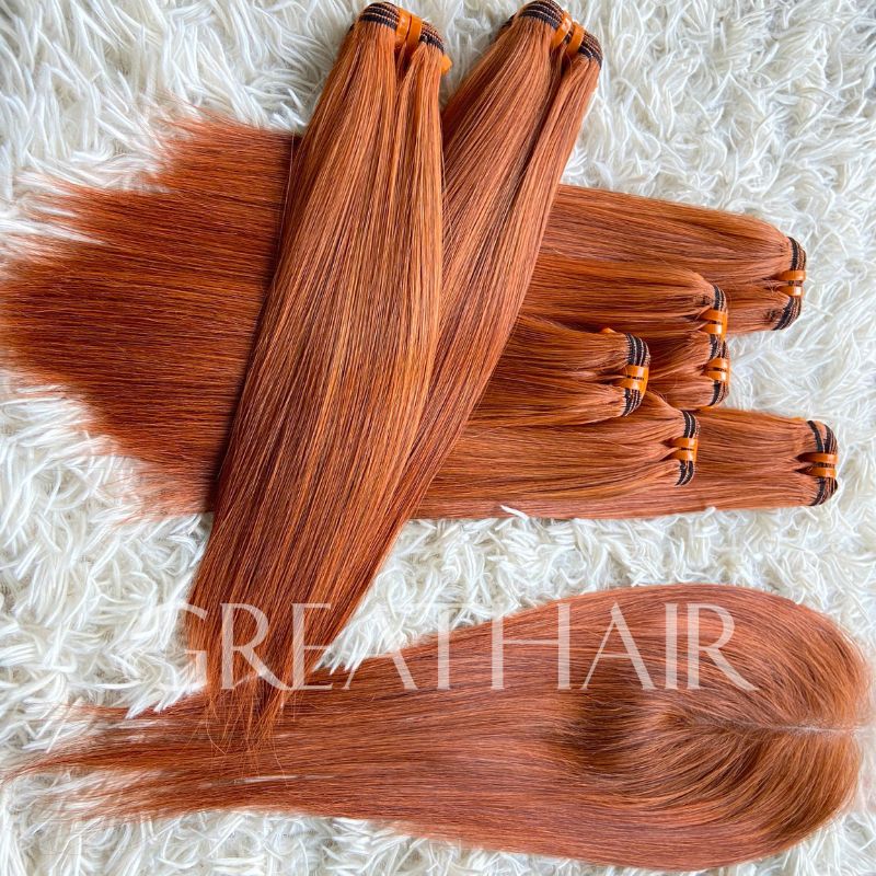 G23 - ceitic copper color weft bone straight hair extensions