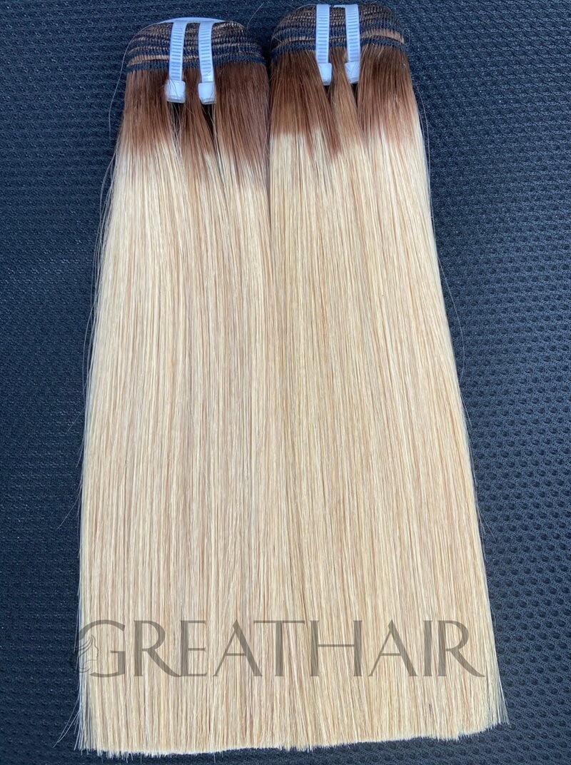 G28 - ombre brown/blonde color weft bone straight hair extensions