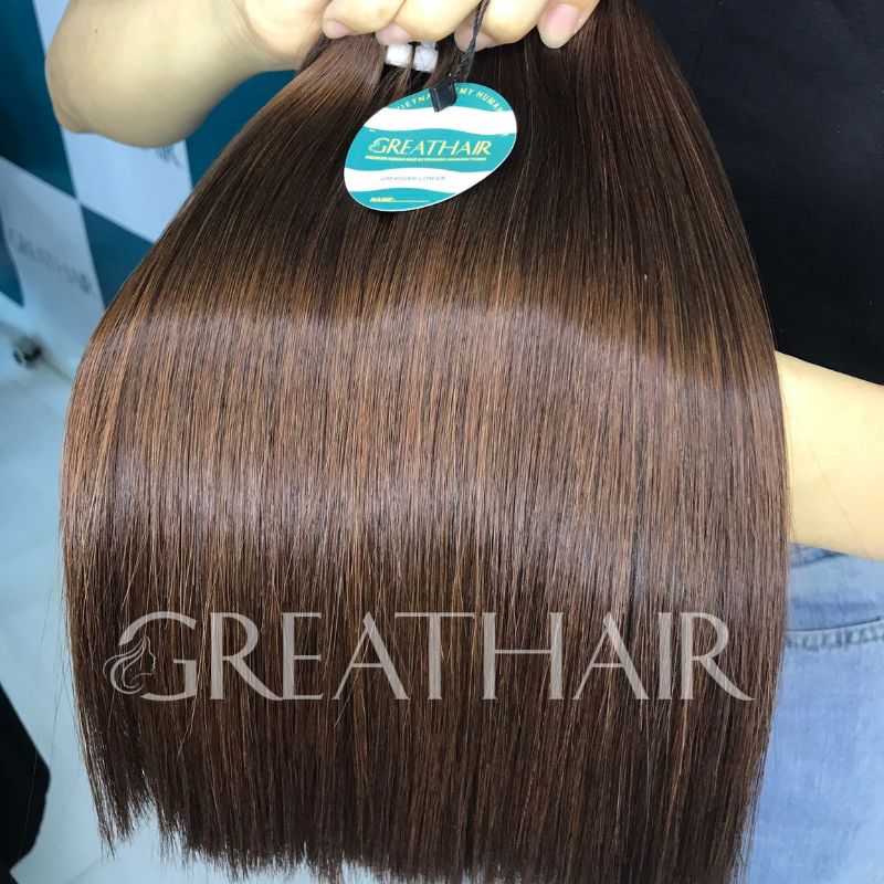 G8 - brown color weft bone straight hair extension