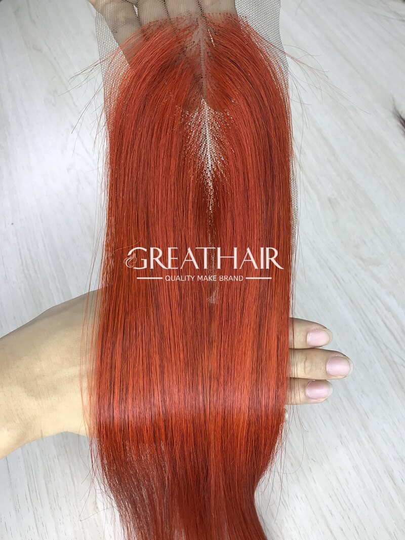 Orange color bone traight 2x4 closure hair extensions