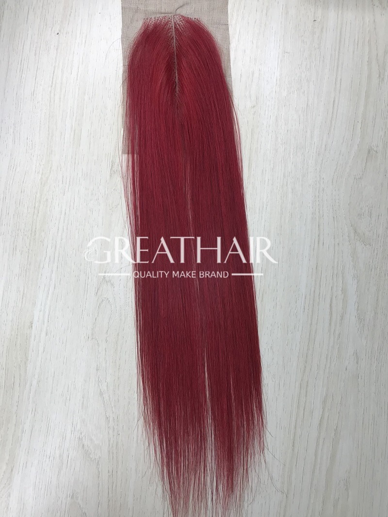 red wine closure 2x4 bone straight hair