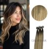 Dark Root to Blonde Ombre color straight Flat Tip hair extensions