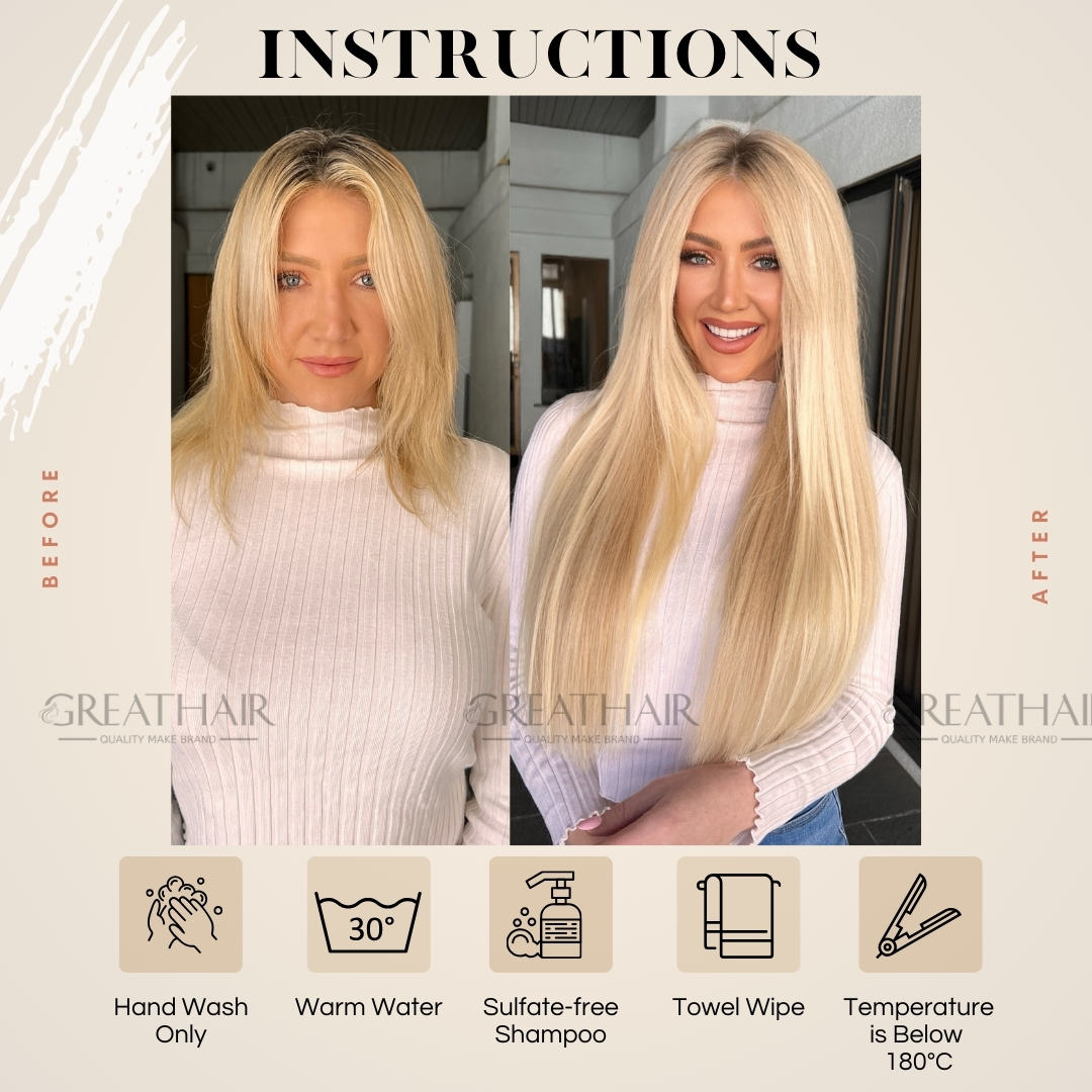 Blonde color straight V Tip hair extension