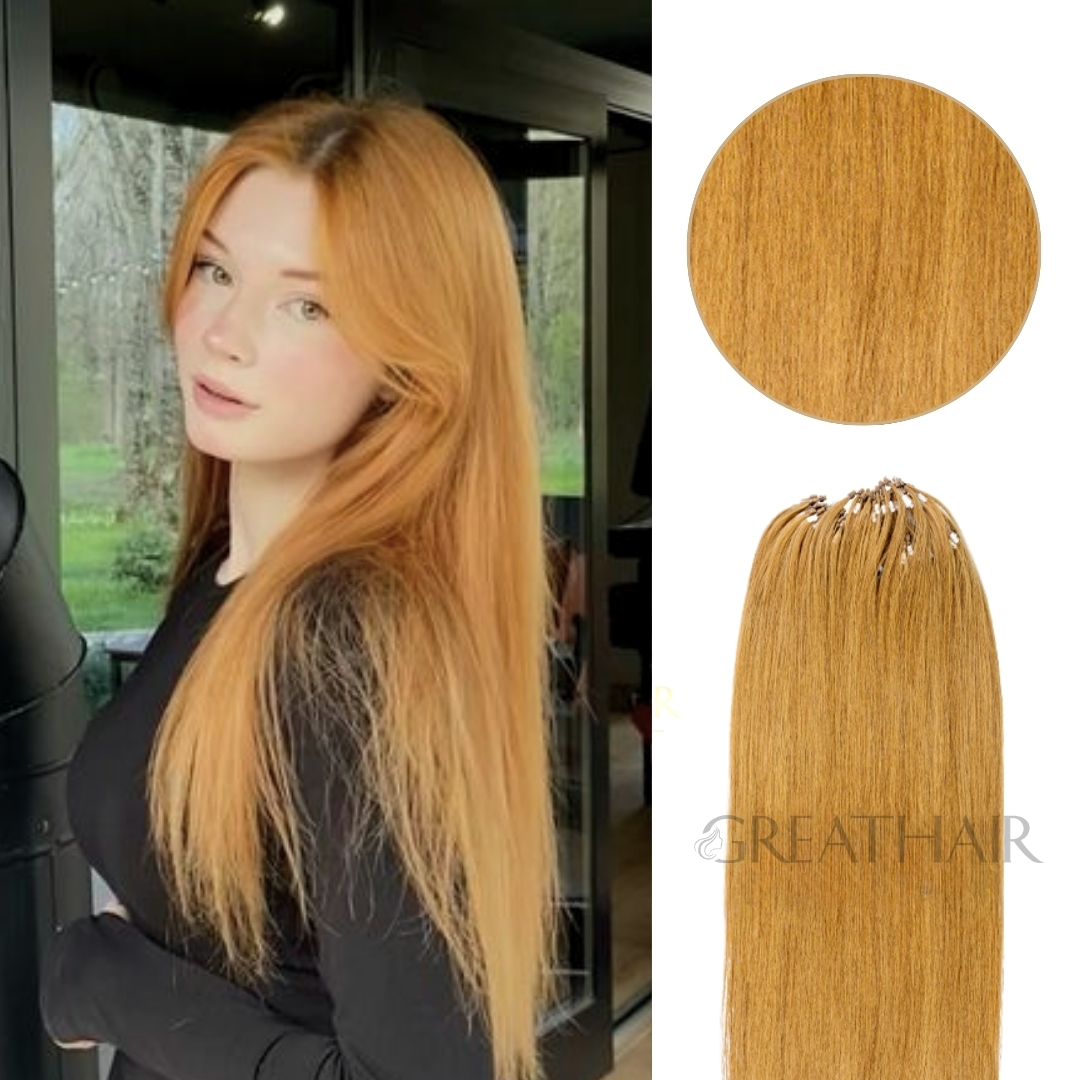 Blonde color micro loop hair extension