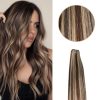 piano Blonde with brown color straight WEFT hair extensions