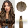 Piano brown with Caramel Brown color straight Weft hair extensions