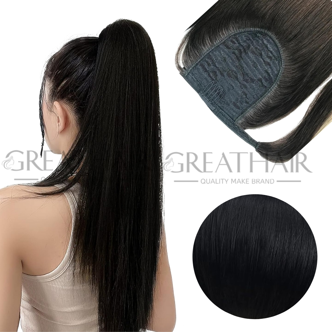 1b natural color straight clip in ponytail extensions