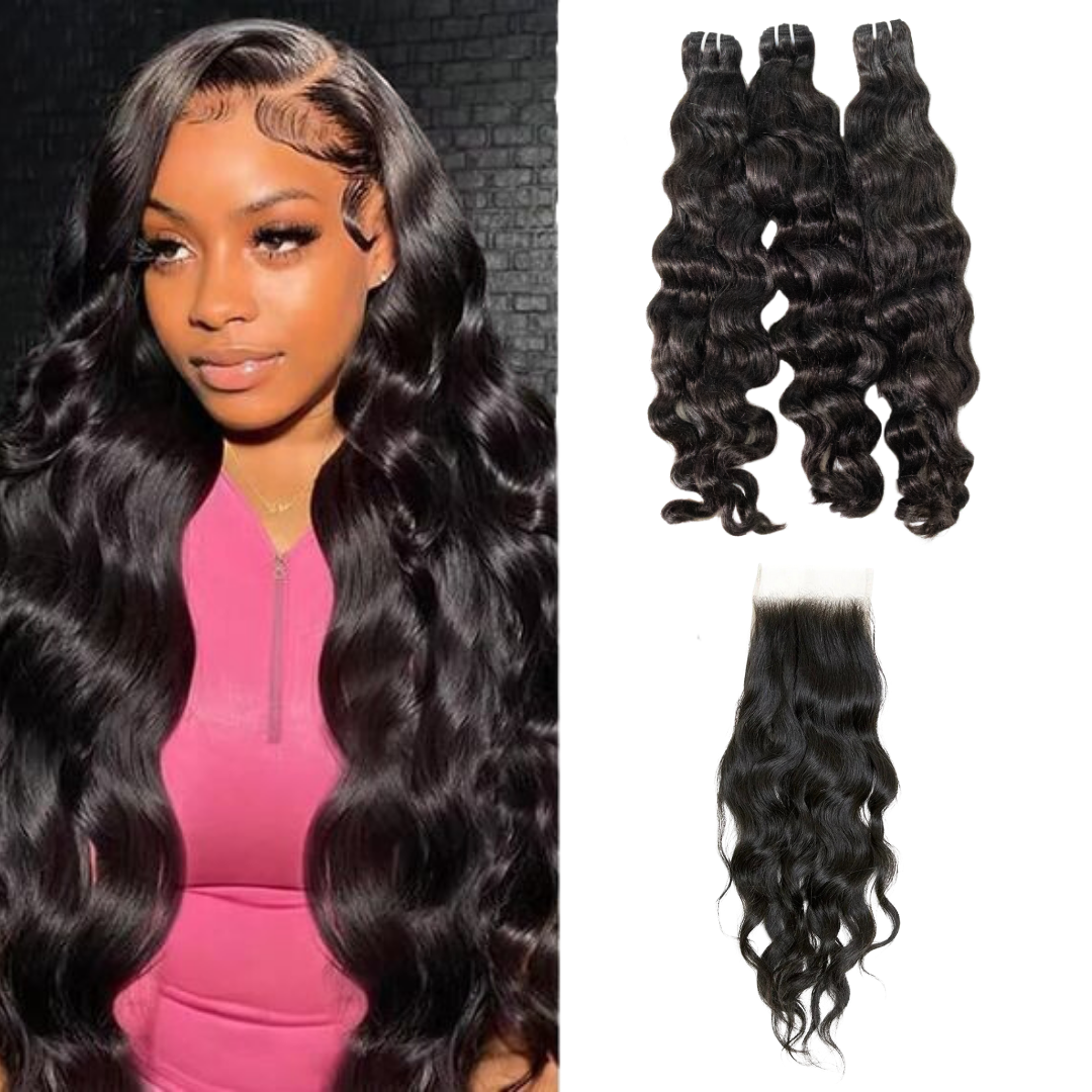 Body Wave 3 Bundles with Closure 4X4