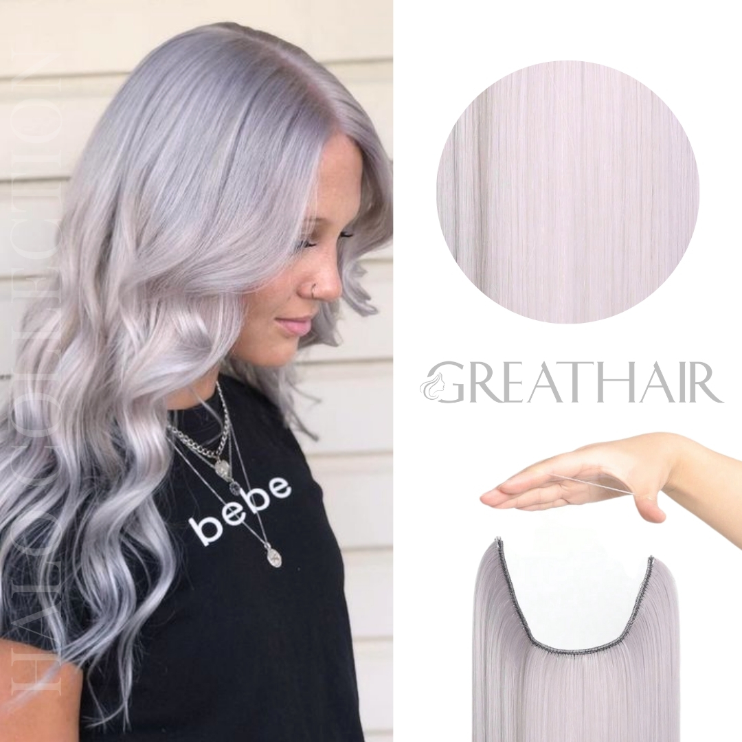 Smoky lavender color halo hair