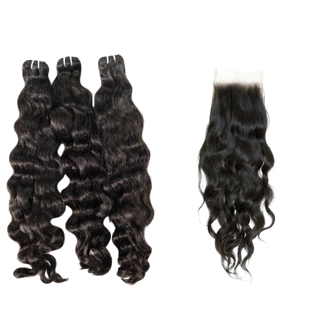 Body Wave 3 Bundles with Closure 4X4