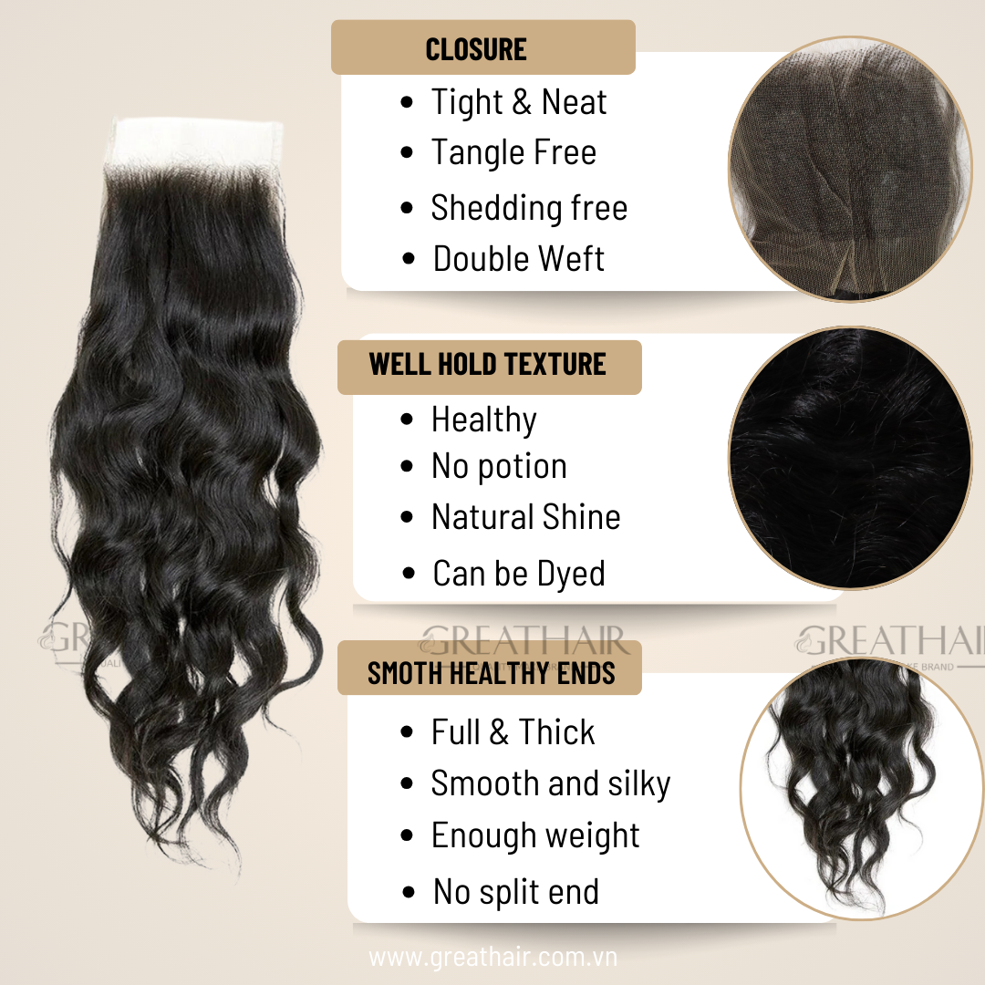 Body Wave 3 Bundles with Closure 4X4