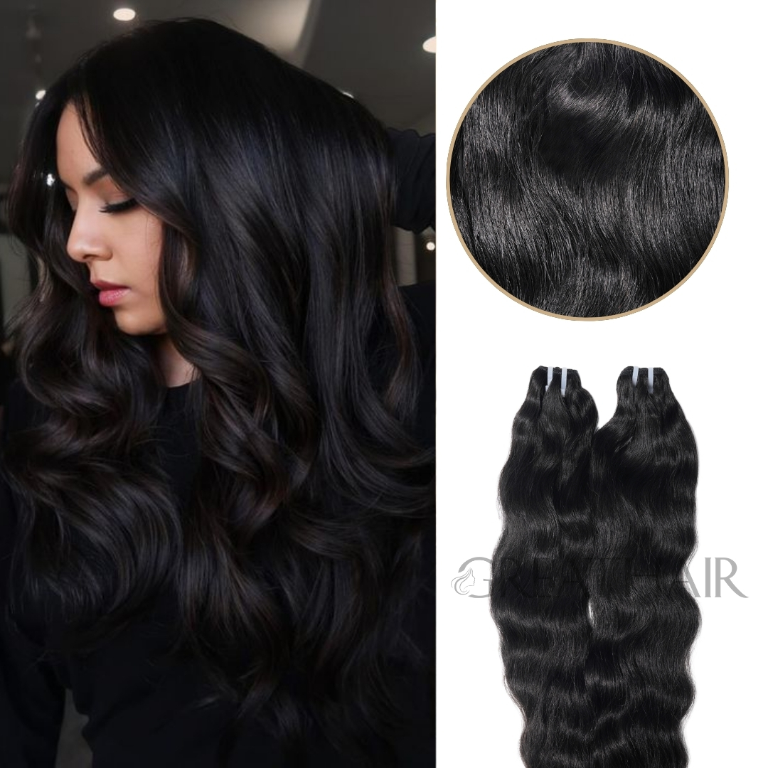 1b natural color curly weft hair extensions