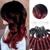 black red wine color pixie curly weft hair extensions