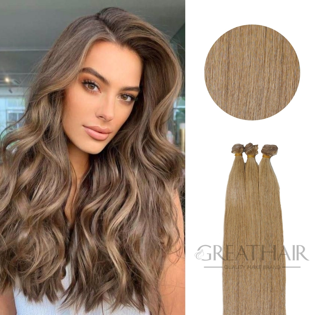 Light brown color genius weft hair extensions