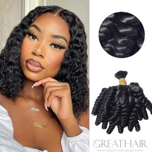 1B Natural color Water Wave Bulk Hair Extensions