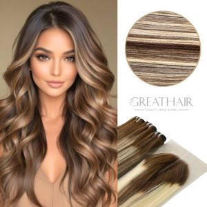 Balayage Brown Blonde 3 Bundles with Closure 2x6