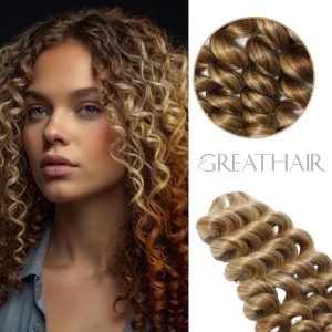 piano brown blonde color bouncy curly weft