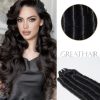 1B Natural color fumi curly weft Hair extensions