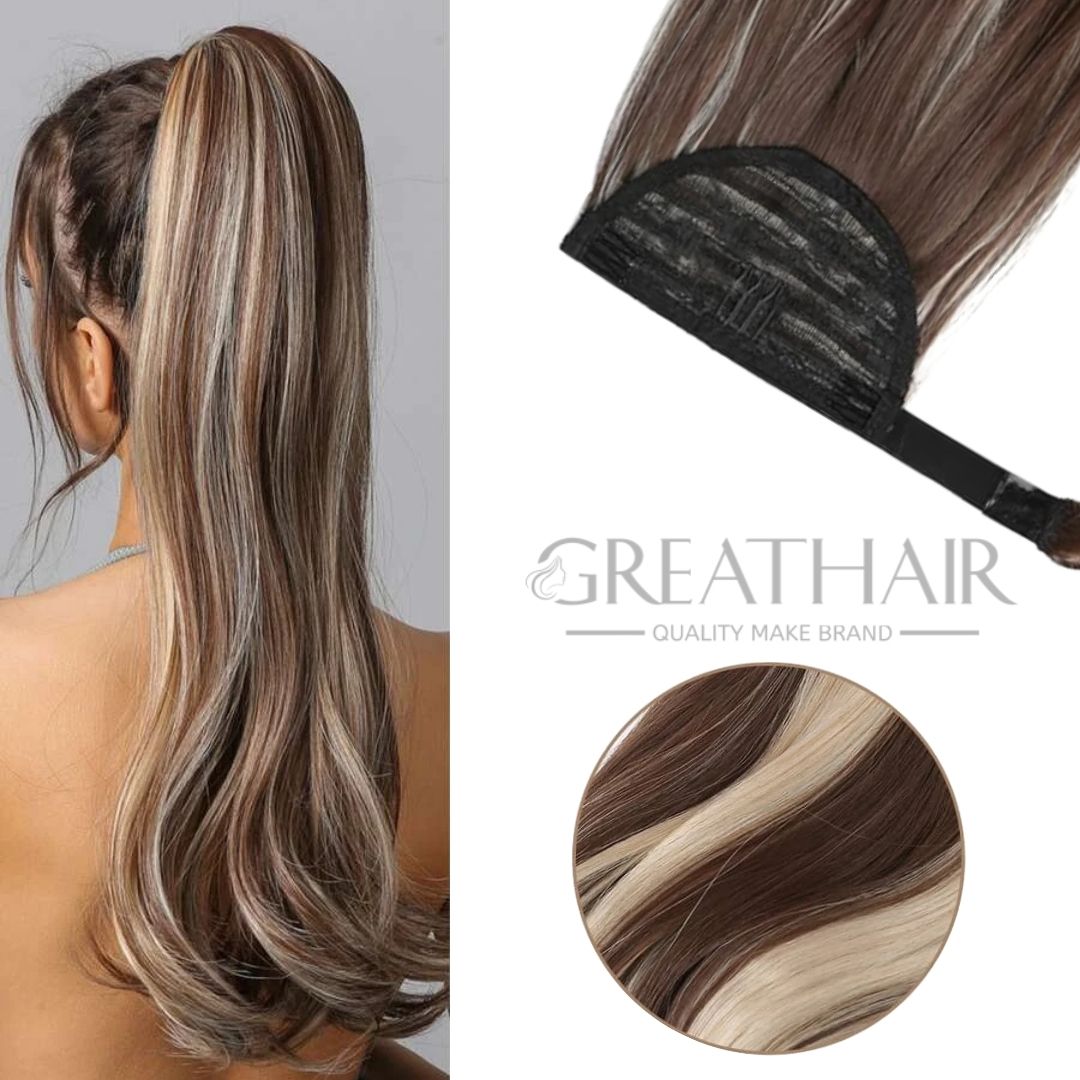 Piano brown ash color ponytail hair extensions