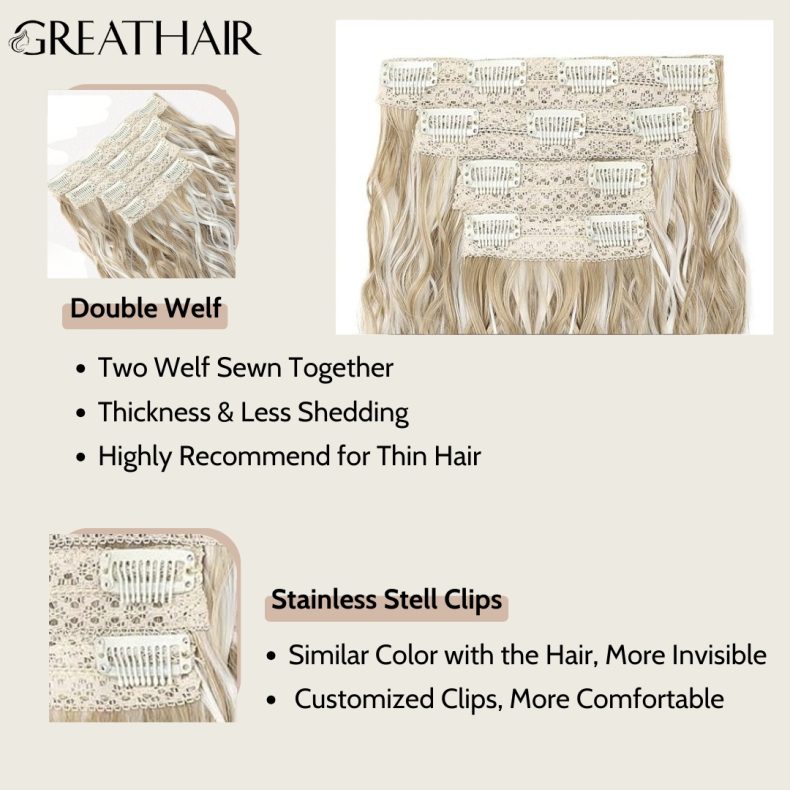 Piano White Blonde Color Pixie Curly Clipin Hair Extensions Hair