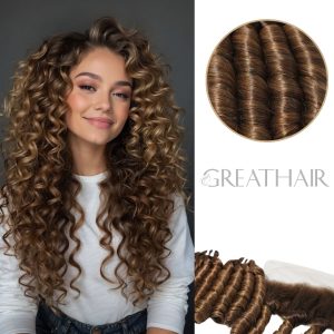 Ombre Dark Light Brown Bouncy 3 Bundles With Closure