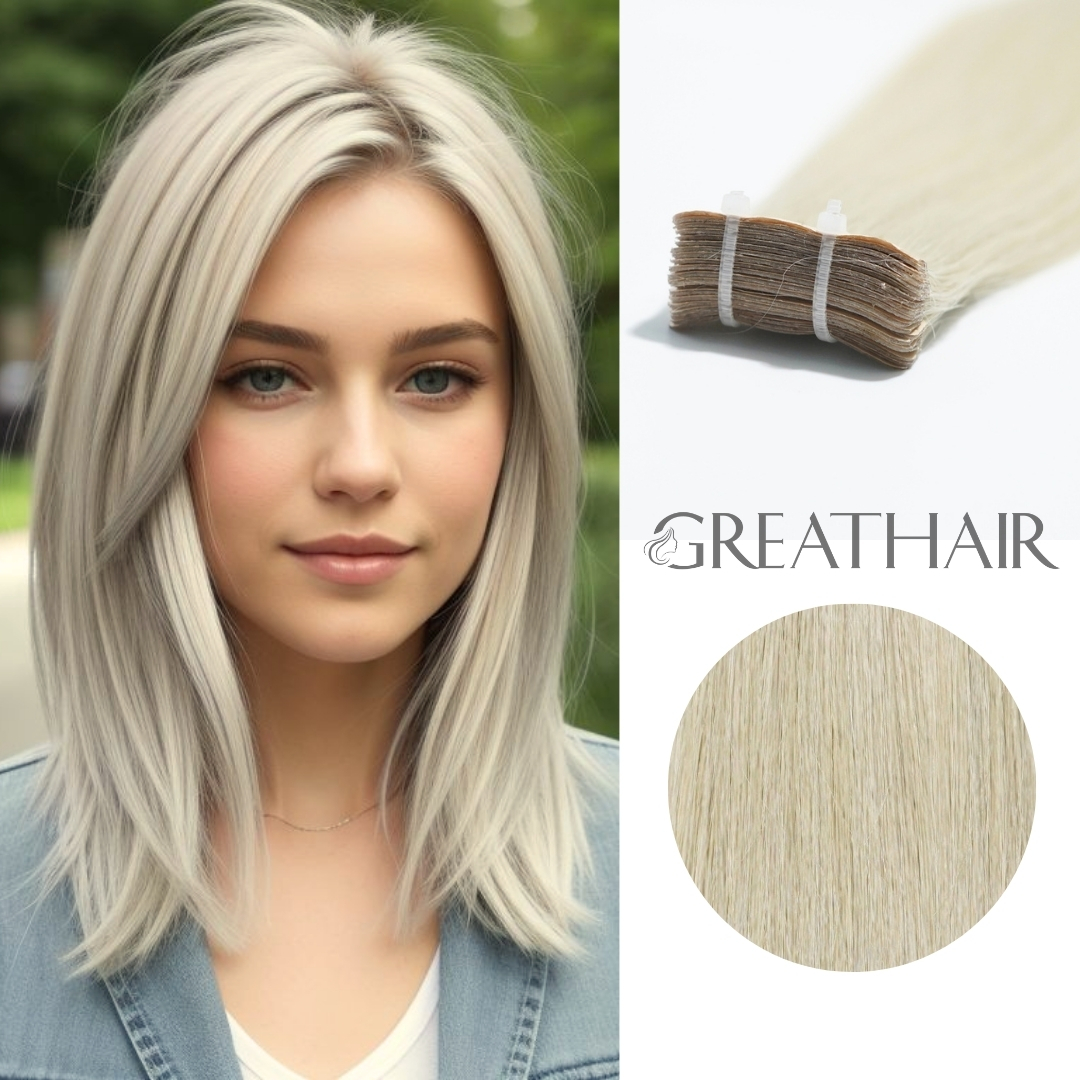 613ash color straight tape-in hair extensions