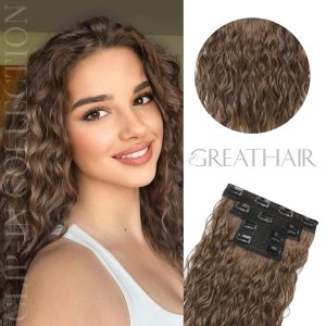 Chestnut Brown wavy clip-in hair