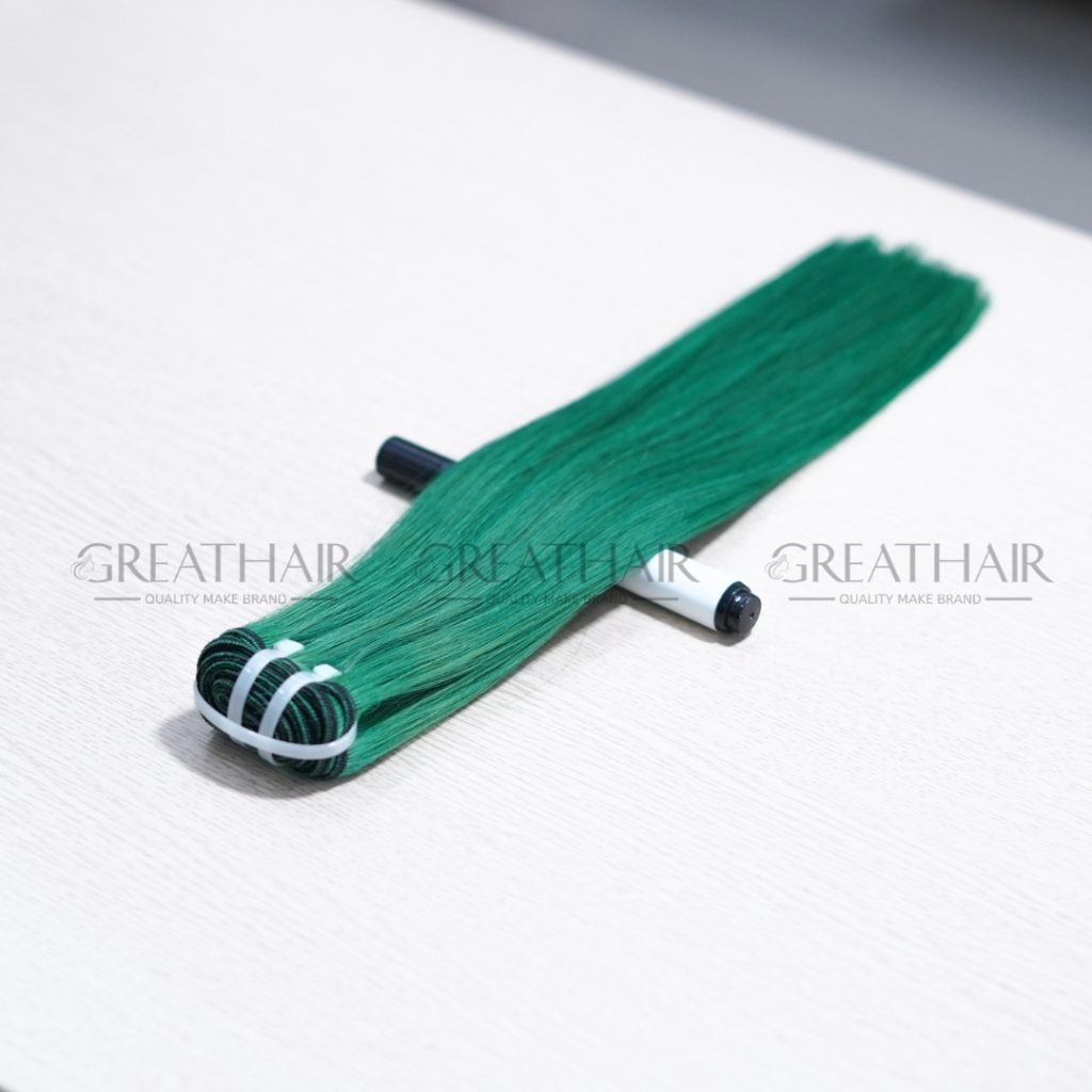 Green straight weft Hair extensions 1 Green straight weft Hair extensions