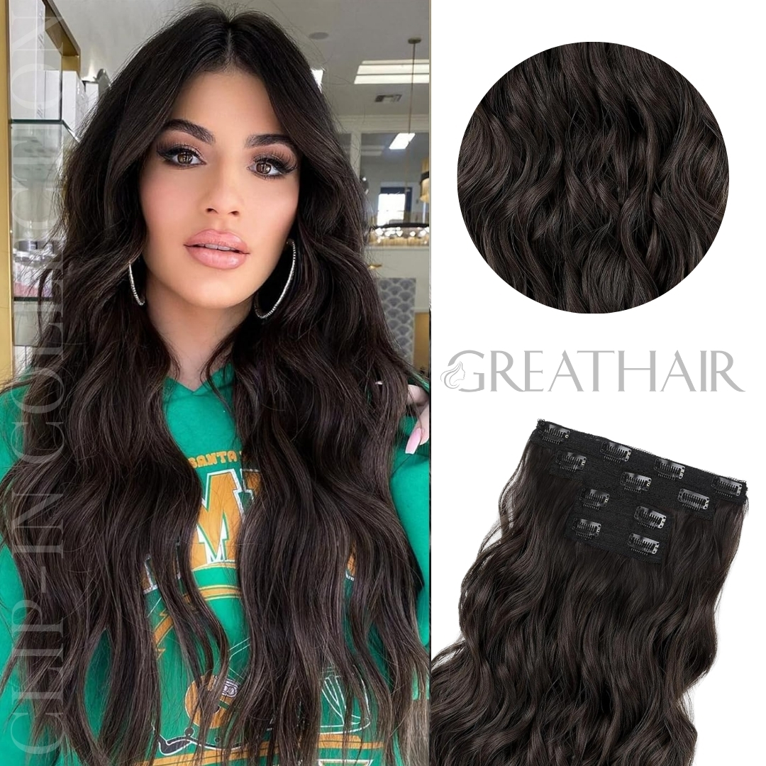 1b natural wavy clip-in hair extensions