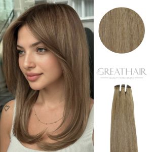 light brown Bone straight weft Hair extensions