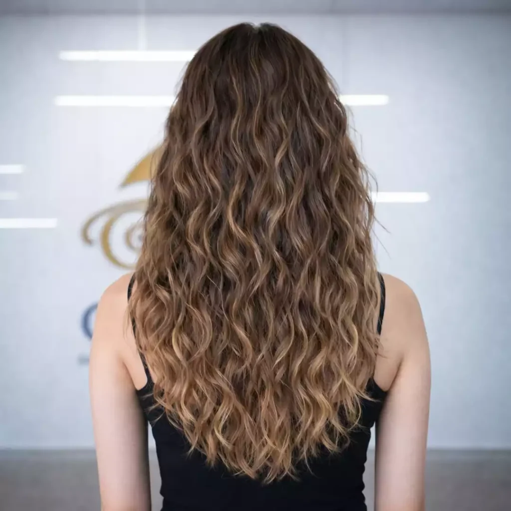 ombre light brown golden curly wavy clip-in hair extensions