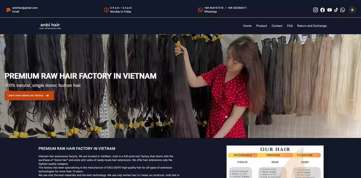 Anbihair – #1 Vietnamese hair factory – Wholesale raw hair