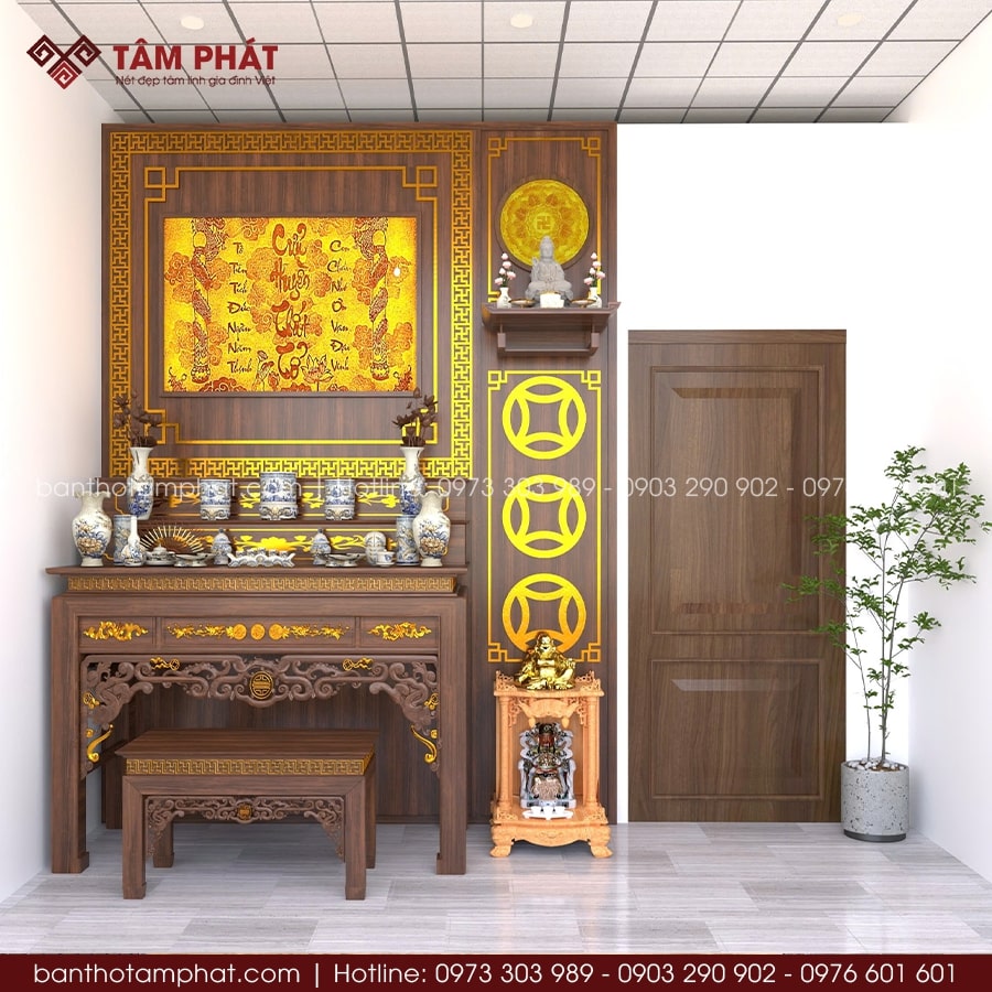 Đa Dạng Mẫu Bàn Thờ Phật Đẹp Bằng Gỗ Chất Lượng Đồng Bộ