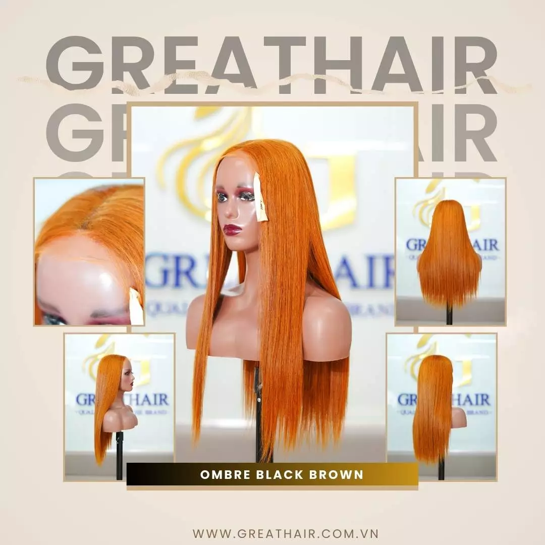 Bone Straight 13x6 Swiss Lace Wig - Orange