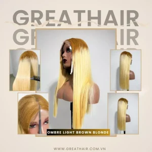 Bone Straight HD lace Wigs Human Hair Ombre Light Brown Blonde 1 HD lace wigs human hair ombre light brown blonde