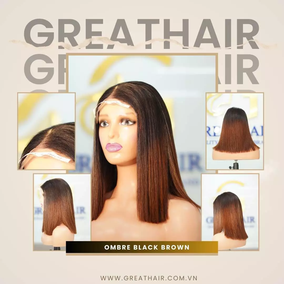bone-straight-swiss-lace-wig-ombre-black-brown (1) Bone Straight Lace Wig 13x4 - Ombre Black Brown