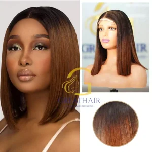 Bone Straight Swiss Lace 13x4 Wig - Ombre Black Brown