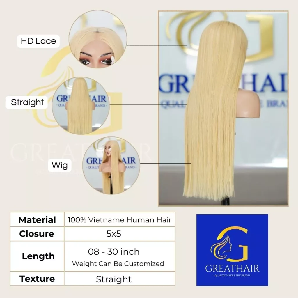 long bone straight hair wig blonde