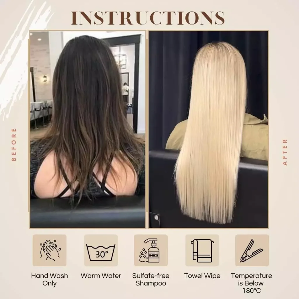 long bone straight hair wig blonde