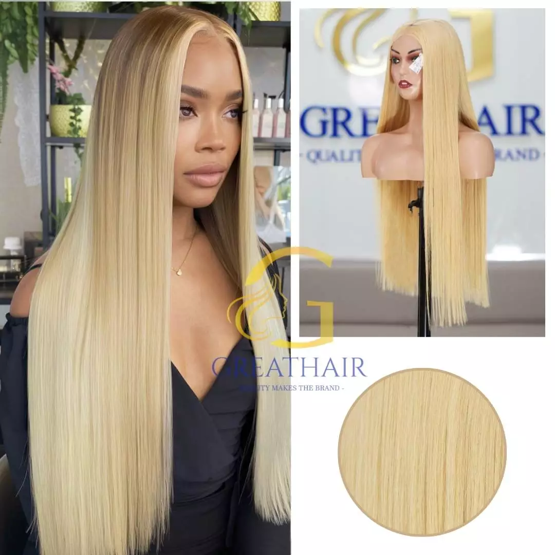 Bone Straight Hair Wig Blonde Hair Extensions